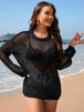 Heart Openwork Long Sleeve Cover-Up Trendsi