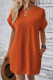 Pocketed Round Neck Short Sleeve Dress -BazaarBey - www.shopbazaarbey.com