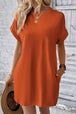 Pocketed Round Neck Short Sleeve Dress -BazaarBey - www.shopbazaarbey.com