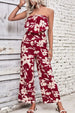 BazaarBey Floral Strapless Wide Leg Jumpsuit 