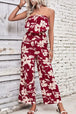 BazaarBey Floral Strapless Wide Leg Jumpsuit 