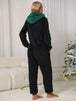 Pom-Pom Trim Zip Front Hooded Lounge Jumpsuit Trendsi
