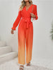 Gradient Tie Front Flounce Sleeve Jumpsuit Trendsi