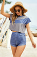 Tank,  Round Neck Tee and Shorts Three-Piece Swim Set Trendsi
