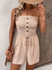 Decorative Button Smocked Strapless Romper Trendsi