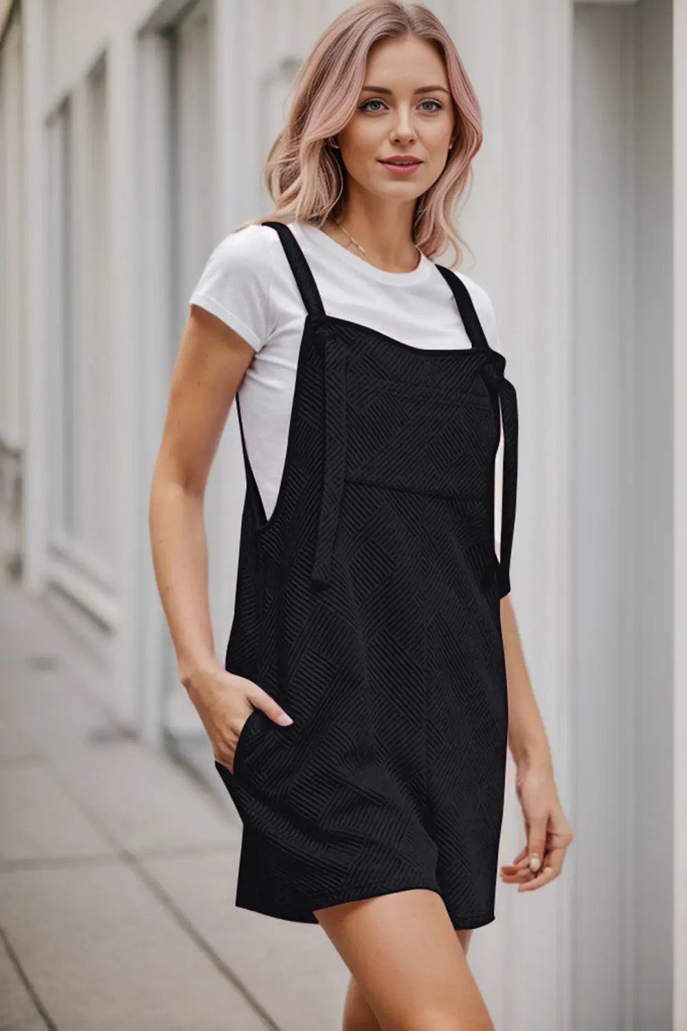 Textured Overall with Pockets Trendsi