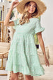  Ruffled Hem Short Sleeve Tiered Dress -BazaarBey - www.shopbazaarbey.com