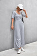 Scoop Neck Half Sleeve Wide Leg Jumpsuit Trendsi