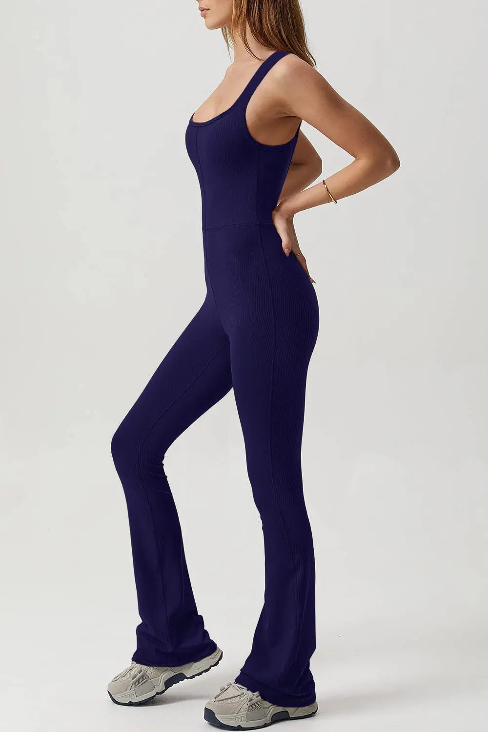 Square Neck Sleeveless Sports Jumpsuit Trendsi