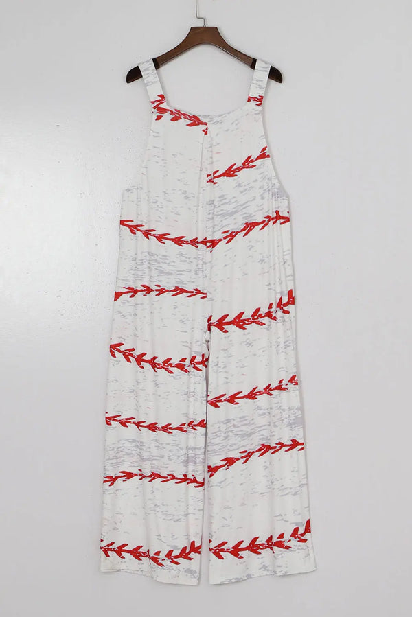 Pocketed Printed Wide Strap Overall Trendsi