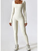 Square Neck Long Sleeve Sports Jumpsuit Trendsi