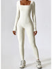 Square Neck Long Sleeve Sports Jumpsuit Trendsi