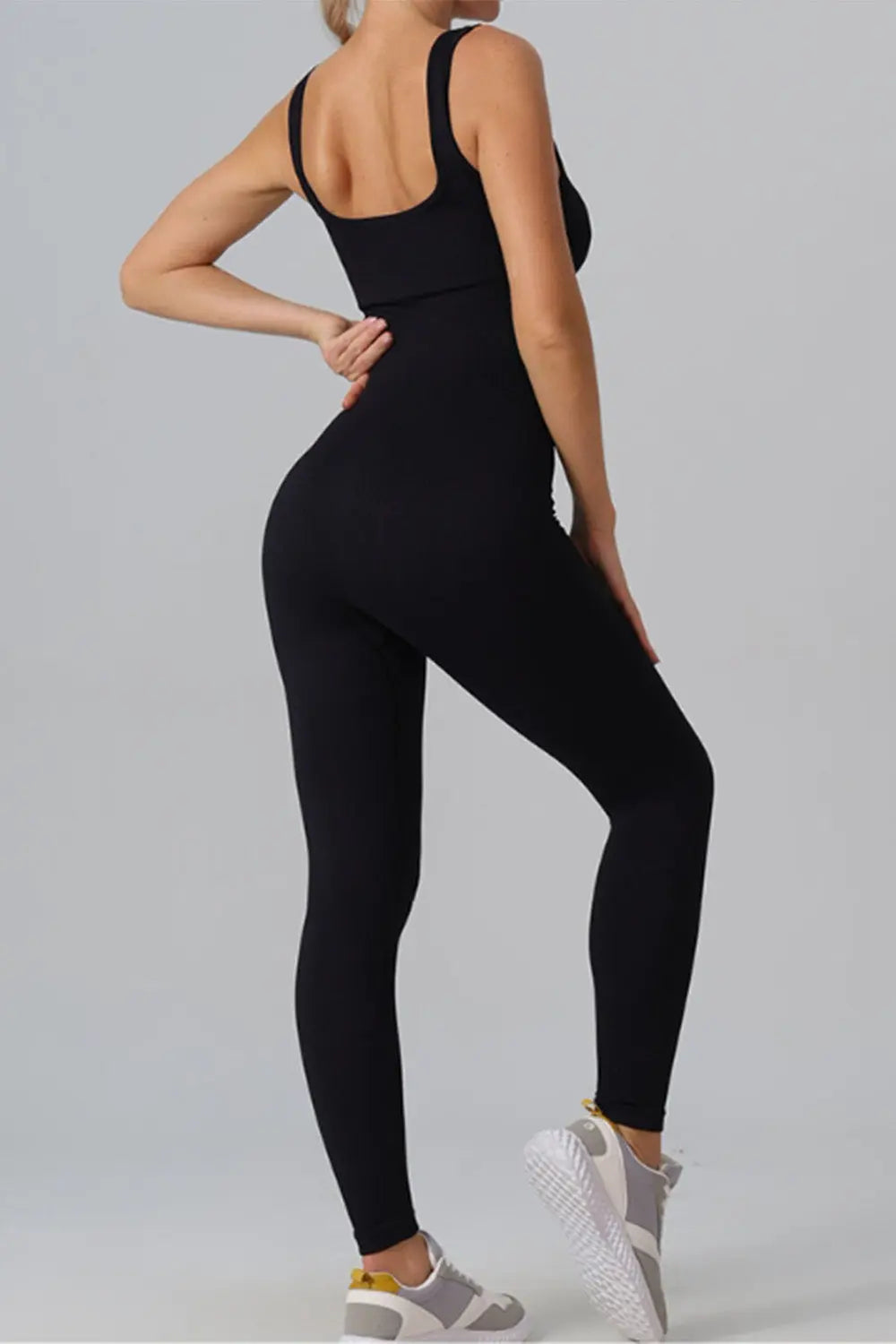 Square Neck Wide Strap Jumpsuit Trendsi