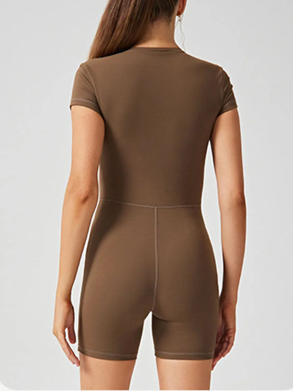  Short Sleeve Active Romper Trendsi