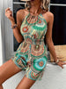 Printed Grecian Neck Romper Trendsi