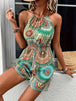 Printed Grecian Neck Romper Trendsi