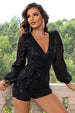 BazaarBey  Tie Waist Long Sleeve Romper 