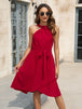 Tied Round Neck Sleeveless Dress -BazaarBey - www.shopbazaarbey.com