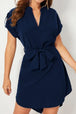 Tied Notched Short Sleeve Dress -BazaarBey - www.shopbazaarbey.com