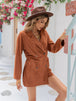 BazaarBey Lapel Collar Long Sleeve Romper 