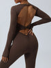 Twisted Backless Long Sleeve Jumpsuit Trendsi