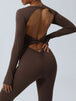 Twisted Backless Long Sleeve Jumpsuit Trendsi