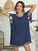 Tassel Boat Neck Flutter Sleeve Cover Up Trendsi