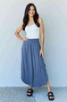  Comfort Princess Full Size High Waist Scoop Hem Maxi Skirt in Dusty Blue 