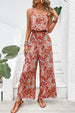 BazaarBey Floral Square Neck Sleeveless Jumpsuit 