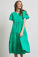  Full Size Cotton Poplin Ruffled Tiered Midi Dress Trendsi