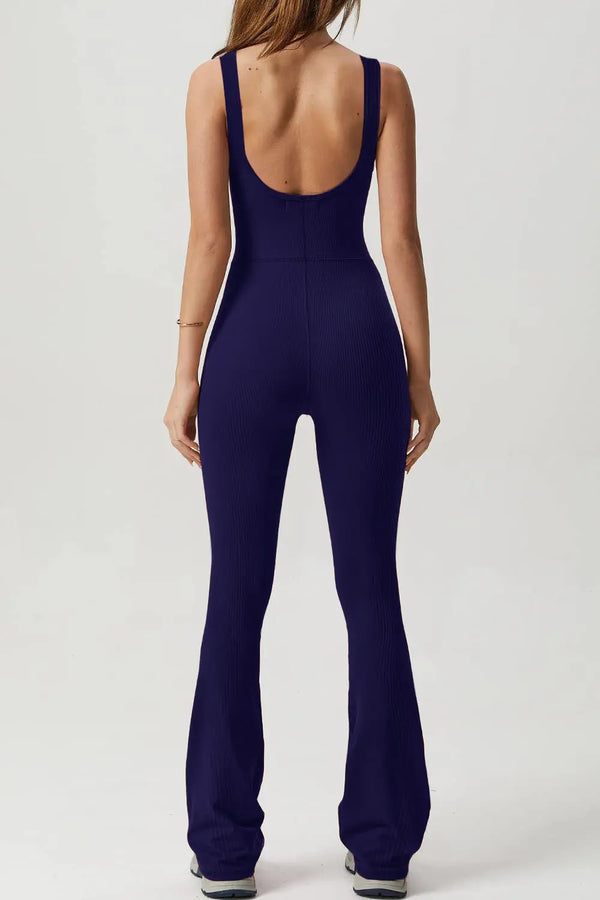 Square Neck Sleeveless Sports Jumpsuit Trendsi