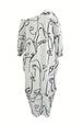 Printed Single Shoulder Lantern Sleeve Maxi Dress -BazaarBey - www.shopbazaarbey.com