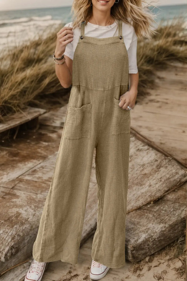  Wide Leg Front Pocket Jumpsuit Trendsi