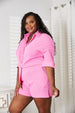  Textured Shirt and Elastic Waist Shorts Set Trendsi