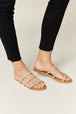  Rhinestone Three-Strap Flat Sandals Trendsi