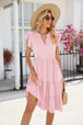 Ruched Notched Cap Sleeve Dress -BazaarBey - www.shopbazaarbey.com