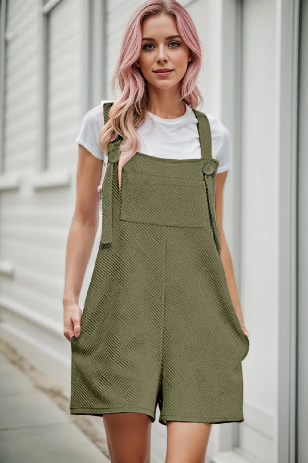 Textured Overall with Pockets Trendsi