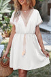 Tassel V-Neck Short Sleeve Dress -BazaarBey - www.shopbazaarbey.com