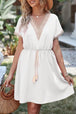 Tassel V-Neck Short Sleeve Dress -BazaarBey - www.shopbazaarbey.com
