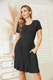  Full Size Short Sleeve Dress with Pockets -BazaarBey - www.shopbazaarbey.com