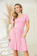  Full Size Short Sleeve Dress with Pockets -BazaarBey - www.shopbazaarbey.com