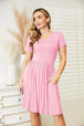  Full Size Short Sleeve Dress with Pockets -BazaarBey - www.shopbazaarbey.com
