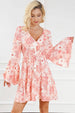 Smocked Printed Flare Sleeve Mini Dress -BazaarBey - www.shopbazaarbey.com