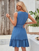 Tied Frill Sleeveless Mini Dress -BazaarBey - www.shopbazaarbey.com