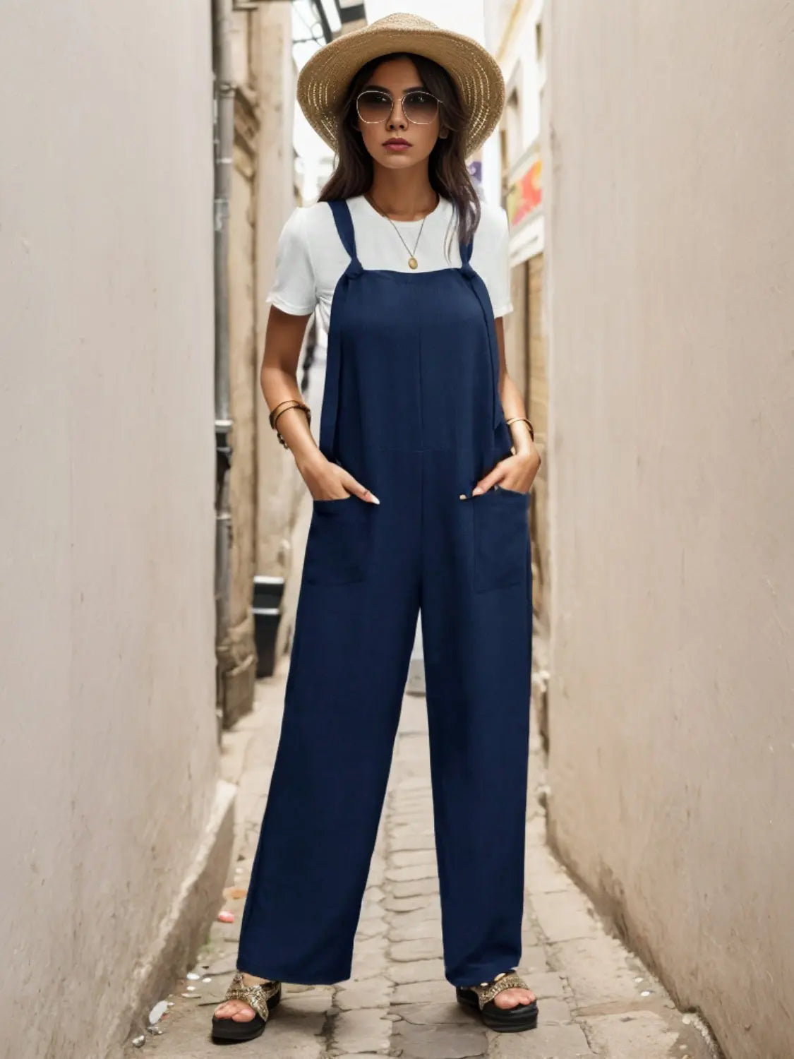 Pocketed Wide Strap Overall Trendsi