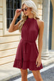 Ruched  Neck Tie Waist Mini Dress -BazaarBey - www.shopbazaarbey.com