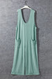 Ribbed V-Neck Wide Leg Jumpsuit with Pockets Trendsi