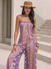 Tied Printed Tube Wide Leg Jumpsuit Trendsi