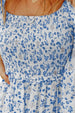 Smocked Floral Square Neck Balloon Sleeve Dress -BazaarBey - www.shopbazaarbey.com