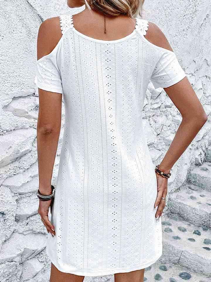  V-Neck Cold-Shoulder Dress -BazaarBey - www.shopbazaarbey.com